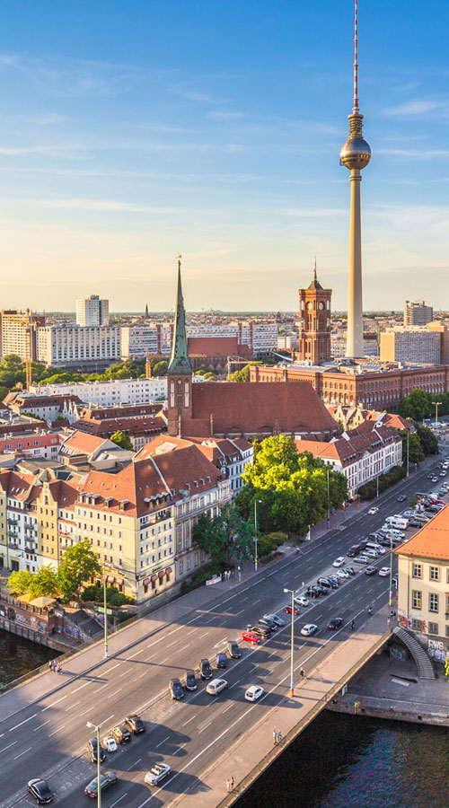 Aerial view Berlin Alexanderplatz Spree