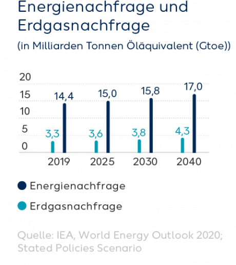 Grafik Energie- und Erdgasnachfrage