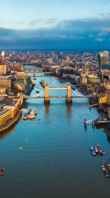 Aerial view London Thames